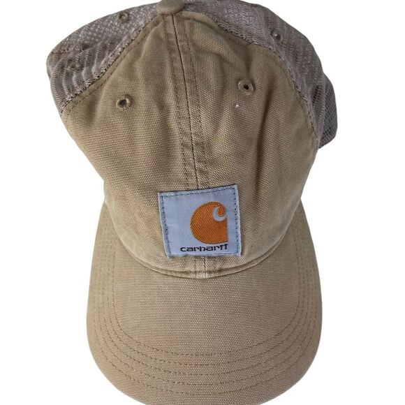 Carhartt Baseball Hat Cotton Tan Lightweight Adjustable Cap Farm Chore Clean - Picture 1 of 8